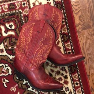 Red Genuine Leather Tall Cowboy Boots